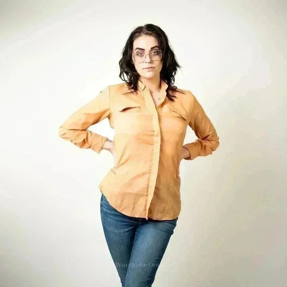 Vintage Sherbet Orange Western Cut Button Up Blouse - Picture 1 of 8